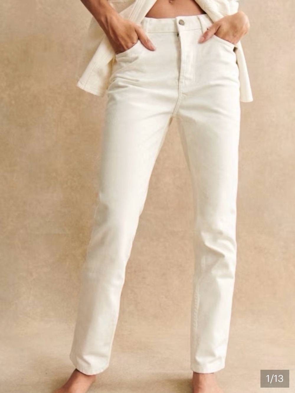 Sezane Brut Sexy Jeans, Ecru - size 36 (4 US)
